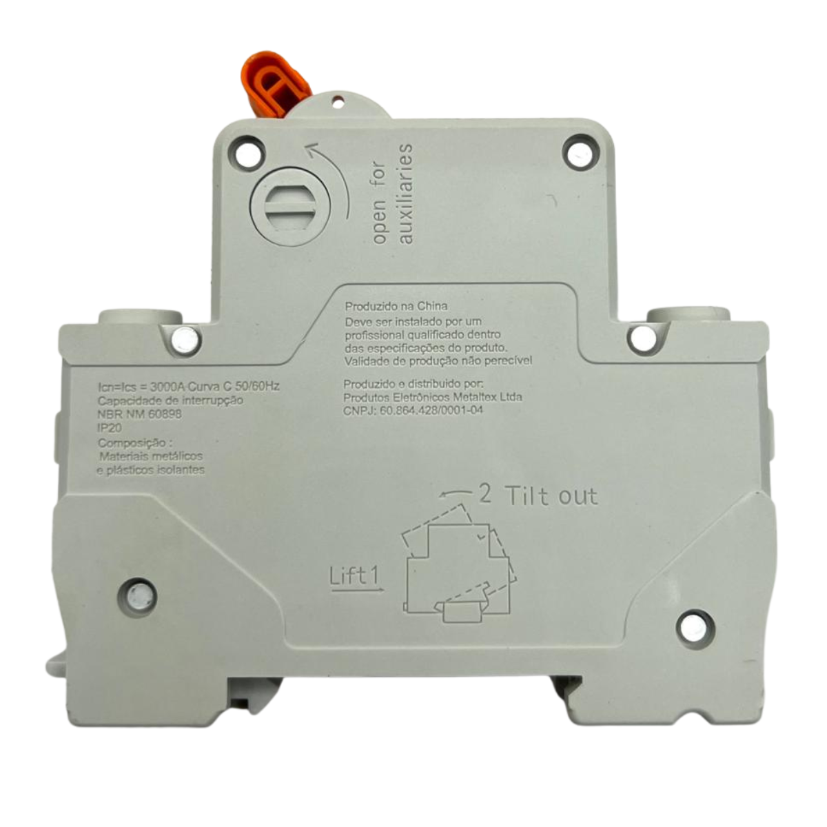 Minidisjuntor Bipolar Curva C 3kA 4A Metaltex NX3-2C04 - Imagem 4