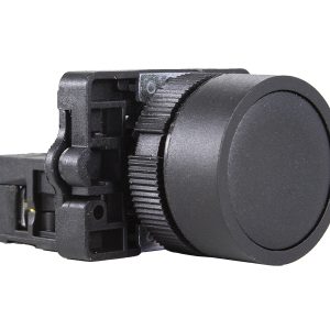 Botão Pulsador Faceado Plástico 22mm Preto 1NA Metaltex P20AFR-B-1A