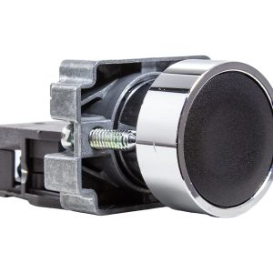 Botão Pulsador Faceado Metálico 22mm Preto 1NA Metaltex M20AFR-B-1A