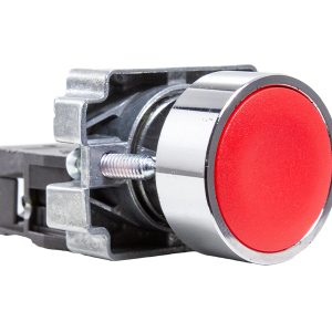 Botão Pulsador Faceado Metálico 22mm Vermelho 1NF Metaltex M20AFR-R-1B
