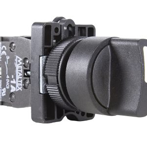 Chave Seletora Knob Curto 3 Posições com Retorno 22mm 2NA Metaltex P20SCR5-B-2A